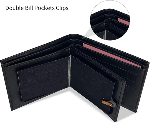 Vista 5 de MeYuxg Billetera mágica premium, con protección RFID, cartera compacta de piel sintética negra para amantes del espectáculo mágico de magos