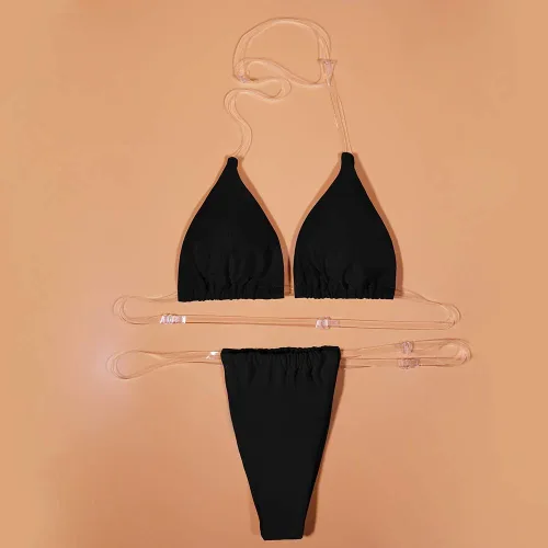 Vista 5 de Joyhas Bikini de tirantes transparentes para mujer, conjunto de bikini de teñido anudado, traje de baño triangular, tirantes transparentes