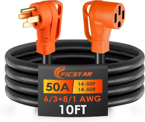 Vista 13 de Cable de extensión RV de 30 pies y 50 amperios para exteriores
