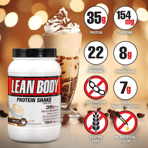 Vista 2 de Labrada Lean Body MRP con café colombiano premium (154 mg de cafeína), Power Latte, envase de 2.47 libras