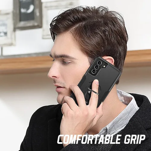 Vista 6 de Oterkin Funda para Samsung Galaxy S21 FE, resistente a prueba de golpes de grado militar con soporte y protector de pantalla de vidrio templado