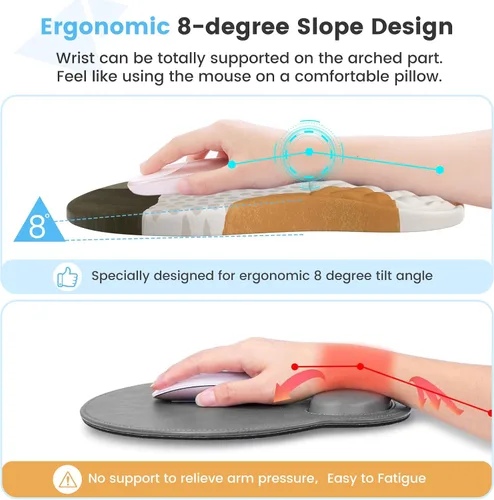 Vista 2 de HAOCOO Juego de Alfombrilla de Mouse Ergonómica con Soporte de Muñeca y Juego de Almohadillas para Teclado, 3 Piezas de Alfombrillas de Mouse
