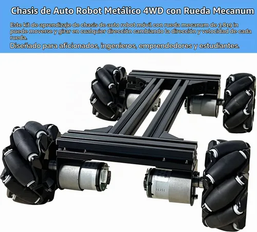Vista 3 de Mecanum Wheel - Kit de aprendizaje de control de chasis de automóvil para Arduino Raspberry Pie Microbit con motor codificador de CC, Steam AGV ROS