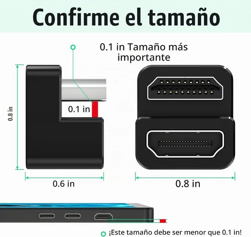 Vista 7 de AGVEE 1 paquete de adaptador HDMI macho a HDMI hembra en forma de U, 8K