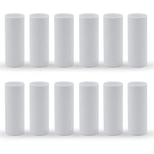 Vista 7 de Fundas de plástico blancas para velas de 2, 3, 4, 6 pulgadas, fundas para candelabros, base de candelabro E12, juego de 12 (2 pulgadas/24 unidades)