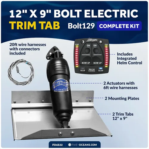 Vista 2 de Sistema de aletas de compensación eléctrico Bolt 12" x 9", kit completo BOLT129, 12V DC - FO4322