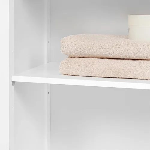 Vista 6 de Topeakmart Gabinete de almacenamiento para baño, organizador de gabinetes de madera independientes con estante ajustable y puertas dobles