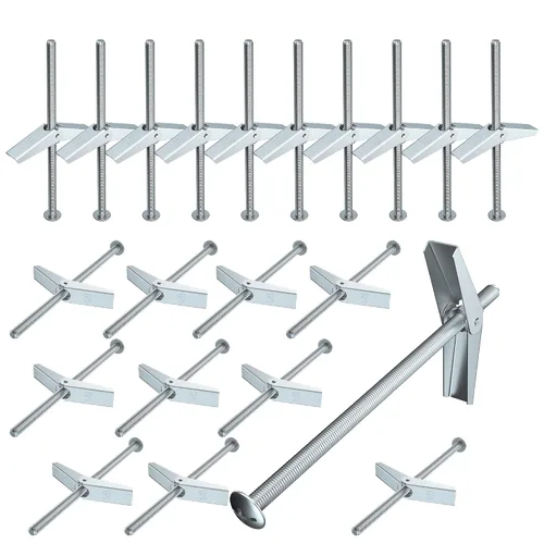 Vista 8 de Anclajes para paneles de yeso resistentes de 1/4 de pulgada, 15 pernos de palanca de metal con pernos, kit de anclajes y tornillos de pared seca