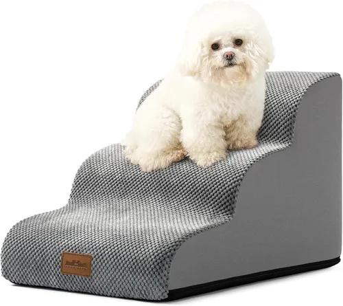 Vista 11 de COZY KISS Escaleras para perros pequeños de 11.8 pulgadas de alto, escalón curvado para cachorros, gatos mayores, rampa mediana para mascotas