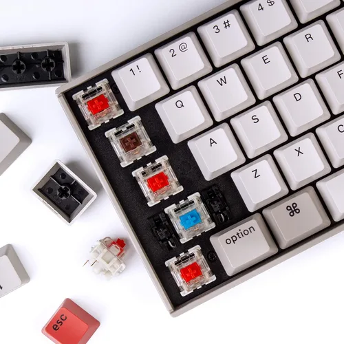 Vista 4 de Keychron Teclado mecánico inalámbrico K6 de 68 teclas para Mac, 65% compacto, Bluetooth, multitarea, teclado de juegos con cable tipo C para Windows