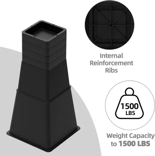 Vista 4 de Elevadores de cama de 12 pulgadas, resistentes, ajustables para cama, sofá, mesa, silla, soporta hasta 1500 libras (juego de 4, negro)