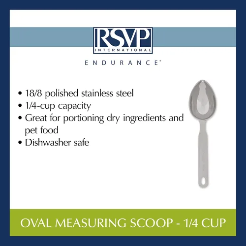 Vista 6 de RSVP International Endurance cuchara medidora ovalada, 1/4 taza, acero inoxidable