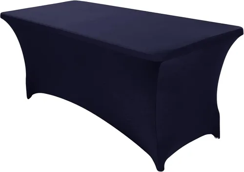 Vista 25 de Paquete de 2 fundas de mesa ajustadas rectangulares de spandex de 6 pies, color beige, mantel de tela elástica sin arrugas para fiestas, ferias