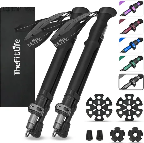 Vista 10 de TheFitLife Bastones de senderismo plegables para senderismo – Bastones plegables ligeros para hombres y mujeres con mango de espuma extra largo