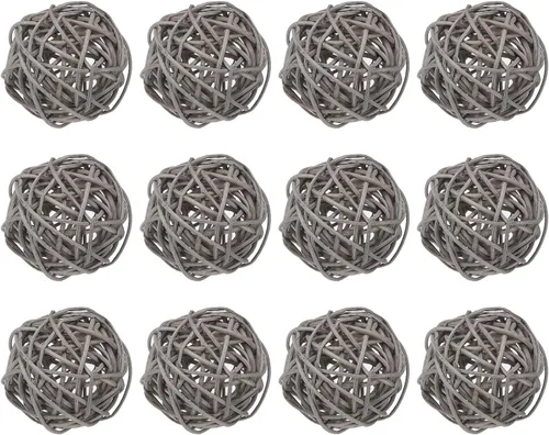 Vista 14 de MECCANIXITY 12 bolas decorativas de mimbre de ratán de 2 pulgadas para rellenos de jarrones, bodas, jardines, fiestas de pasillo, color negro