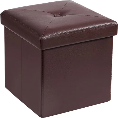 Vista 11 de VECELO Otomana de almacenamiento, reposapiés, reposapiés, otomana plegable de 11.8 pulgadas, pequeño cubo cuadrado de almacenamiento para sala