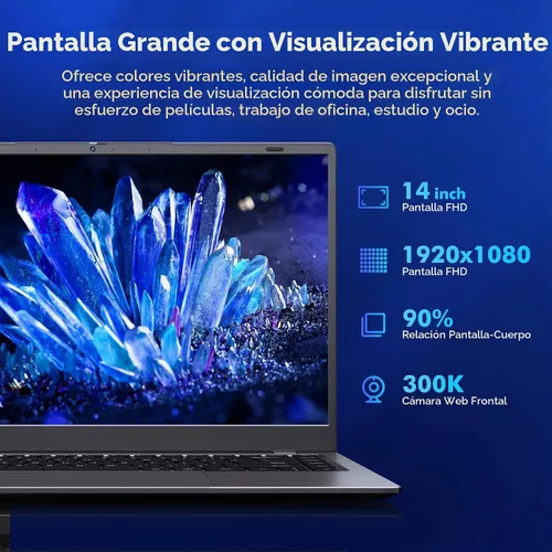 Vista 4 de Computadora portátil 2026, Pentium Gold 6500Y (Beat Celeron, hasta 3.4 GHz), 8 GB de RAM 128 GB SSD, Bluetooth, WiFi, HDMI, USB-C PD, cámara web