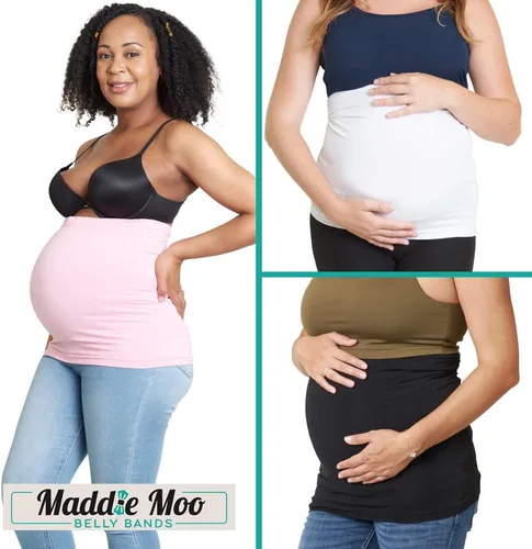 Vista 21 de Bandas para el vientre: disponibles en 8 tamaños y 7 colores. Extensor de camisa de maternidad y posparto, 3 paquetes para todas las etapas