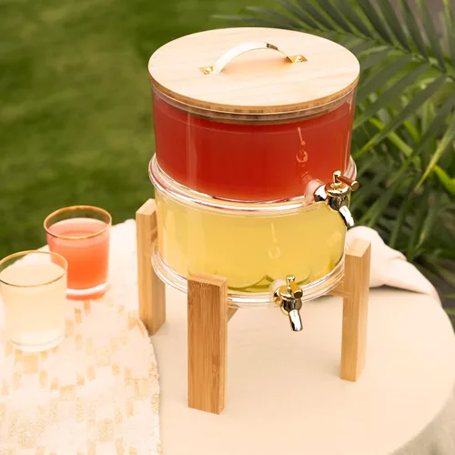 Vista 5 de Twine Dispensador doble de bebidas al aire libre, dispensador de espita de bebidas, dispensador de cóctel para fiestas con soporte de bebida