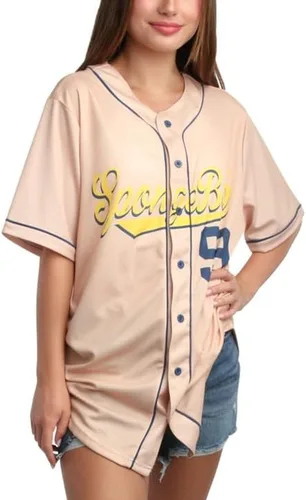 Vista 3 de Nickelodeon Camiseta de béisbol de Bob Esponja para mujer, camisa de uniforme de moda, camiseta con botones para mujer, S-L