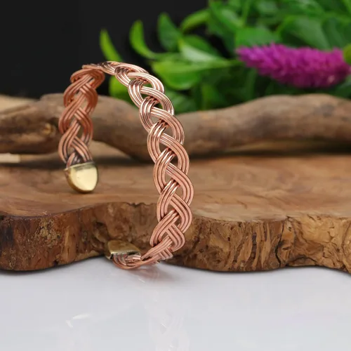 Vista 25 de Handmade Elegant Copper Bracelet for Women - Pure Copper Bracelet for Pain Relief and Stress Relief - Adjustable Entwisted Copper Bracelet to Fit