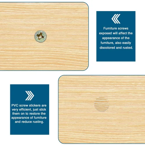 Vista 5 de Waziaqoc 216 calcomanías autoadhesivas para tapas de tornillos, color caqui 4-hojas de mesa, PVC, a prueba de polvo, pegatinas redondas