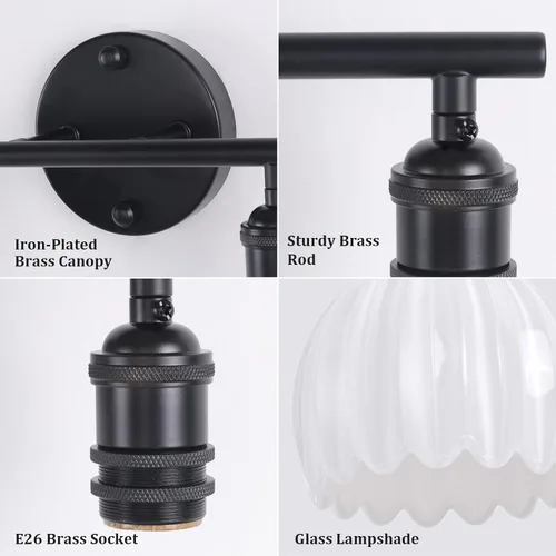 Vista 100 de Shenmoyl Lámparas de baño, lámpara de pared de 2 luces para tocador sobre espejo con pantalla de vidrio tulipán blanco para dormitorio, sala