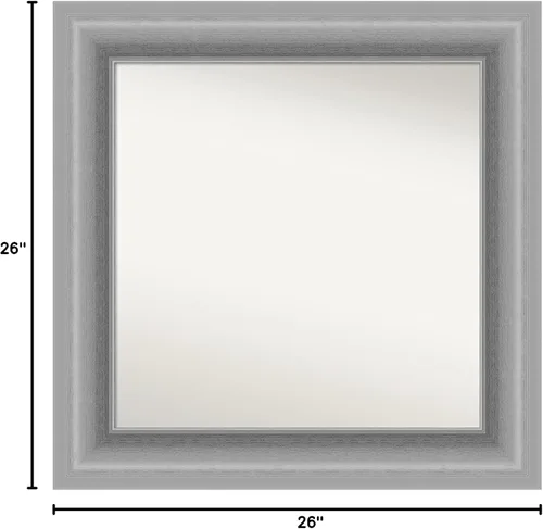 Vista 6 de Amanti Art Espejo de baño plateado para sobre fregadero, 26 x 26 pulgadas, espejo cuadrado de níquel pulido, marco de madera tradicional mediano, se