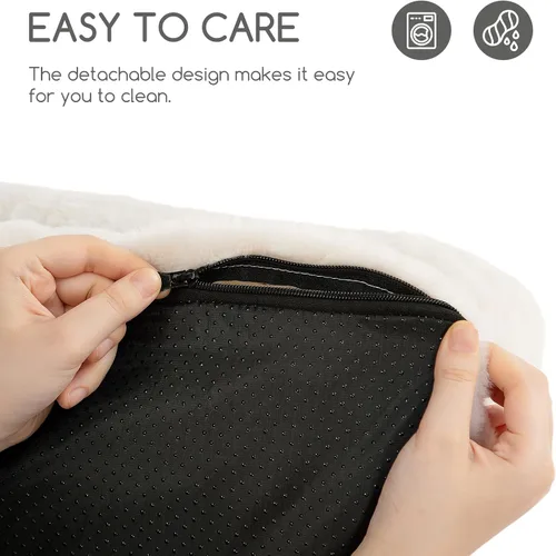 Vista 7 de Hollypet Cama de Felpa Esponjosa para Perros y Gatos, Sofá Cama Suave y Calmante para Gatos y Perros Pequeños y Medianos, Beige