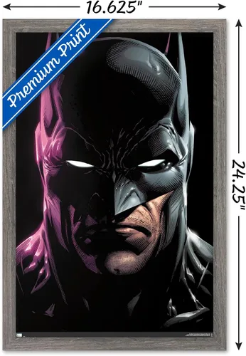Vista 3 de Trends International DC Comics Batman - Póster de pared de retrato de 22.4 pulgadas de largo x 14.7 pulgadas, versión enmarcada en madera de granero