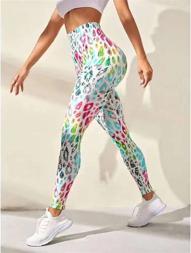 Vista 4 de Leggings deportivos sin costuras para mujer, con estampado de cintura alta, elásticos, para fitness, push up, trasero, entrenamiento, pantalones