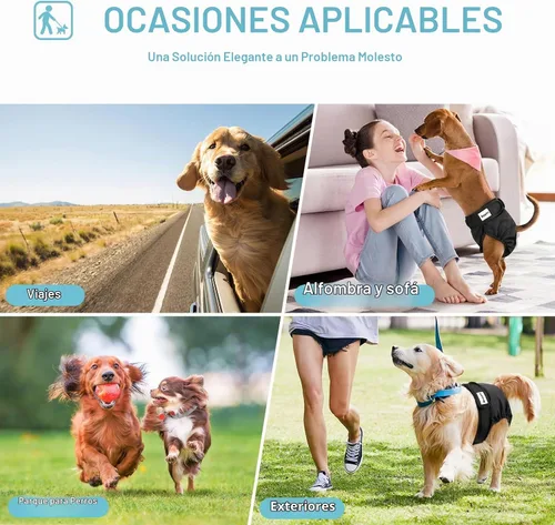 Vista 4 de Avont Paquete de 3 pañales lavables para perras (XS/6-8.5 pulgadas de cintura), reutilizables de alta calidad, altamente absorbentes, fundas