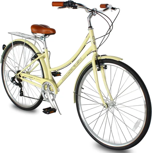 Vista 15 de MICARGI Bicicleta híbrida para adultos de 24/26 pulgadas, bicicleta híbrida de 1/7 velocidades para mujeres, hombres, personas mayores, bicicleta