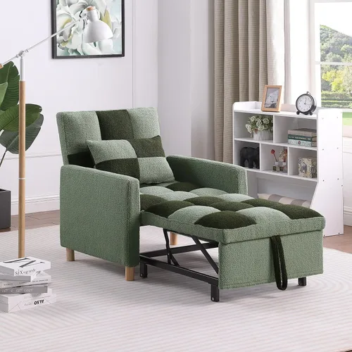 Vista 8 de Silla de cama convertible multifuncional, tela de peluche, ajustable, individual, extraíble, con lumbar, para apartamento, dormitorio, oficina, sala
