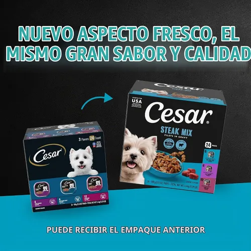 Vista 2 de Cesar Filets in Gravy - Alimento húmedo para perros, variedad de mezcla