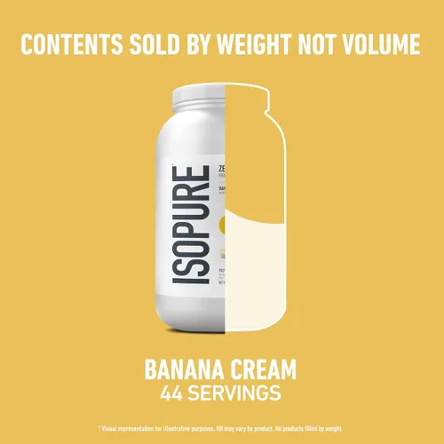 Vista 8 de Isopure Zero Carb 100% Proteína Pura de Suero Aislado en Polvo, Libre de Lactosa, Libre de Gluten, Con Vitaminas, Crema de Plátano, 25g de Proteína
