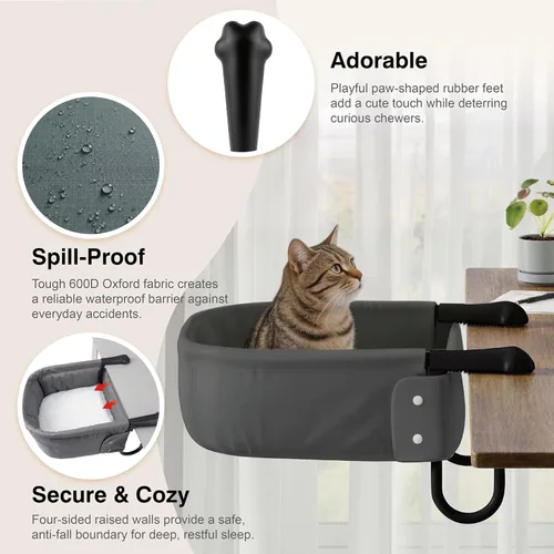 Vista 7 de Cama de escritorio para gatos extra resistente para gatos grandes Gris