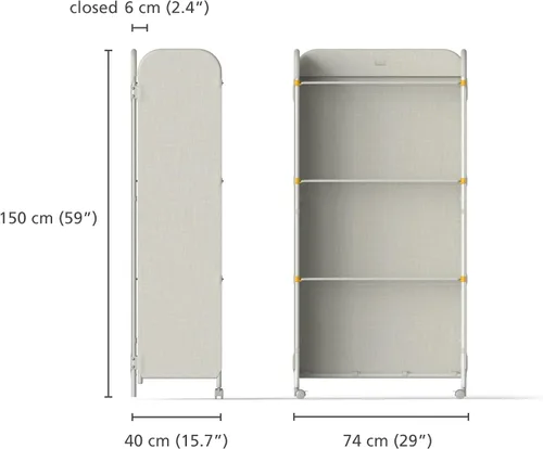 Vista 4 de Joseph Joseph Eclipse - Perchero de secado de ropa ajustable de 3 niveles, con cubierta de tela integrada, plegable con ruedas, resistente