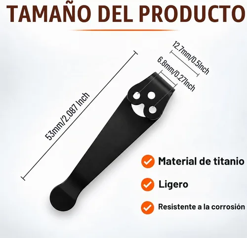 Vista 2 de Clip de bolsillo de titanio de transporte profundo para Spyderco Para 3, Paramilitary 2 y más modelos de cuchillos, clip de bolsillo personalizado
