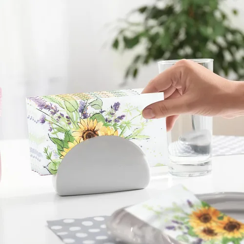Vista 5 de Paquete de 100 toallas de mano desechables para baño, servilletas de papel de girasol, servilletas decorativas de flores de primavera para baño