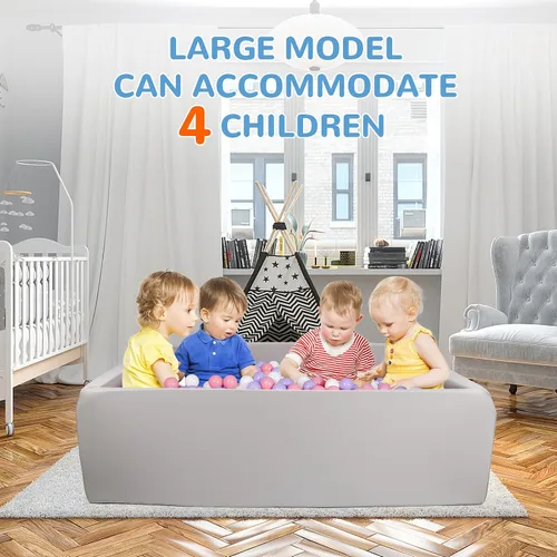 Vista 6 de Piscina de bolas de espuma para niños pequeños, piscina rectangular de 47 pulgadas para niños, piscina de bolas suave tamaño grande, regalo ideal