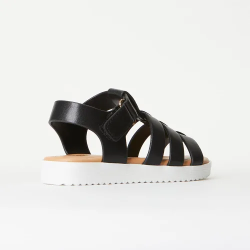 Vista 3 de FabKids Sandalias de gladiador para niñas, sandalias planas de tiras trenzadas, sandalias de verano con punta abierta, zapatos de vestir