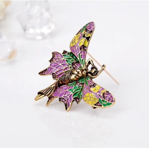 Vista 7 de Kovolala nuevos broches de mujer, mariposa hada micro incrustado broches de circón, alfileres de ropa de alas de bailarín de alta gama, broches