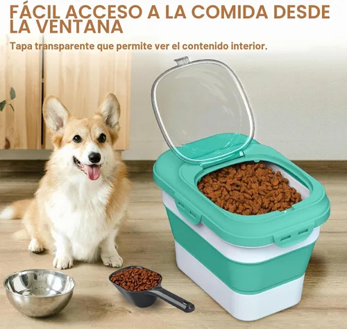 Vista 4 de TIOVERY Contenedor de Almacenamiento de Comida para Perros, Contenedores Plegables de Comida para Perros y Gatos de 10lb a 13lb con Tapa Abatible