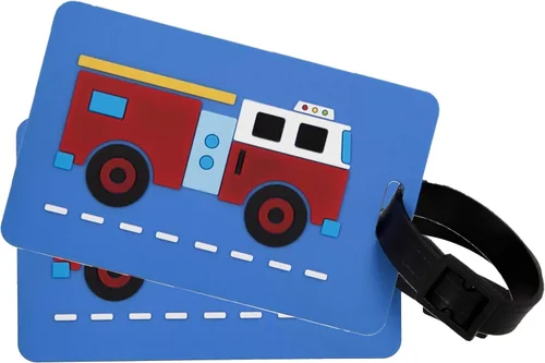 Vista 3 de Wildkin Paquete de equipaje con ruedas para niños con etiquetas de equipaje (camión de bomberos)