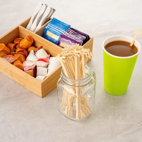 Vista 8 de Restaurantware Restpresso - Agitadores de café de 6.8 pulgadas, 100 palitos desechables de palmera, resistentes para bebidas calientes y frías Palm