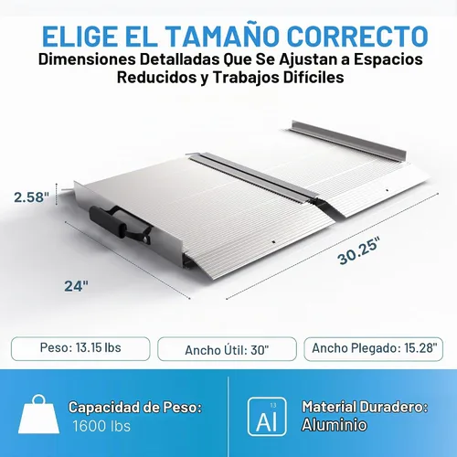 Vista 2 de EZ-ACCESS TRAVERSE Rampa plegable de aluminio de una sola pieza, rampas de carga portátiles para sillas de ruedas, motocicletas, tractores de césped