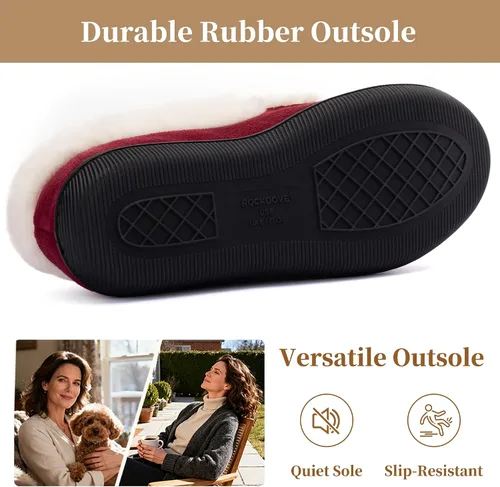 Vista 5 de RockDove Pantuflas tipo mocasín de microgamuza con forro de piel sintética para mujer