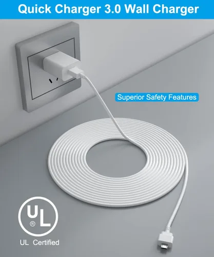 Vista 4 de Itramax Cable de carga Blink Mini de 15 pies con adaptador de pared (1 unidad) no para Blink Mini 2, cable de extensión de carga de cámara frontal