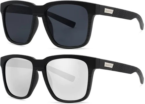 Vista 10 de MAXJULI Gafas de sol polarizadas para hombres y mujeres 8023 A1-negro/Gris